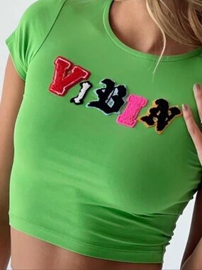 Princess Polly Green Graphic Crop Top
